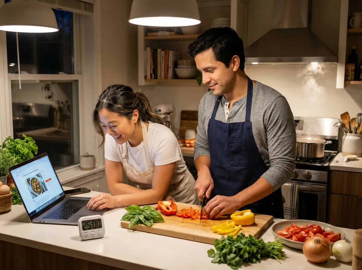 Home kitchen counter during weeknight meal prep.