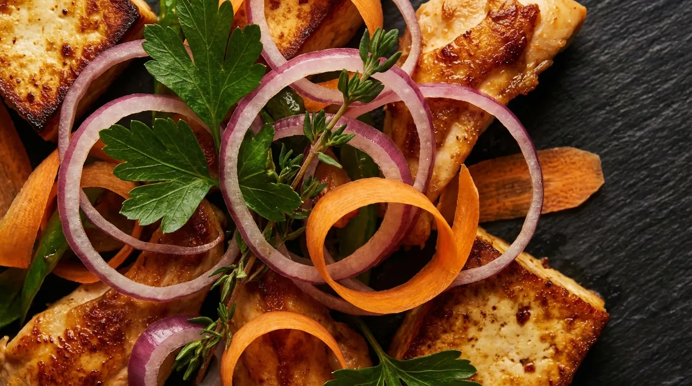 Chef-inspired fresh ingredient texture.