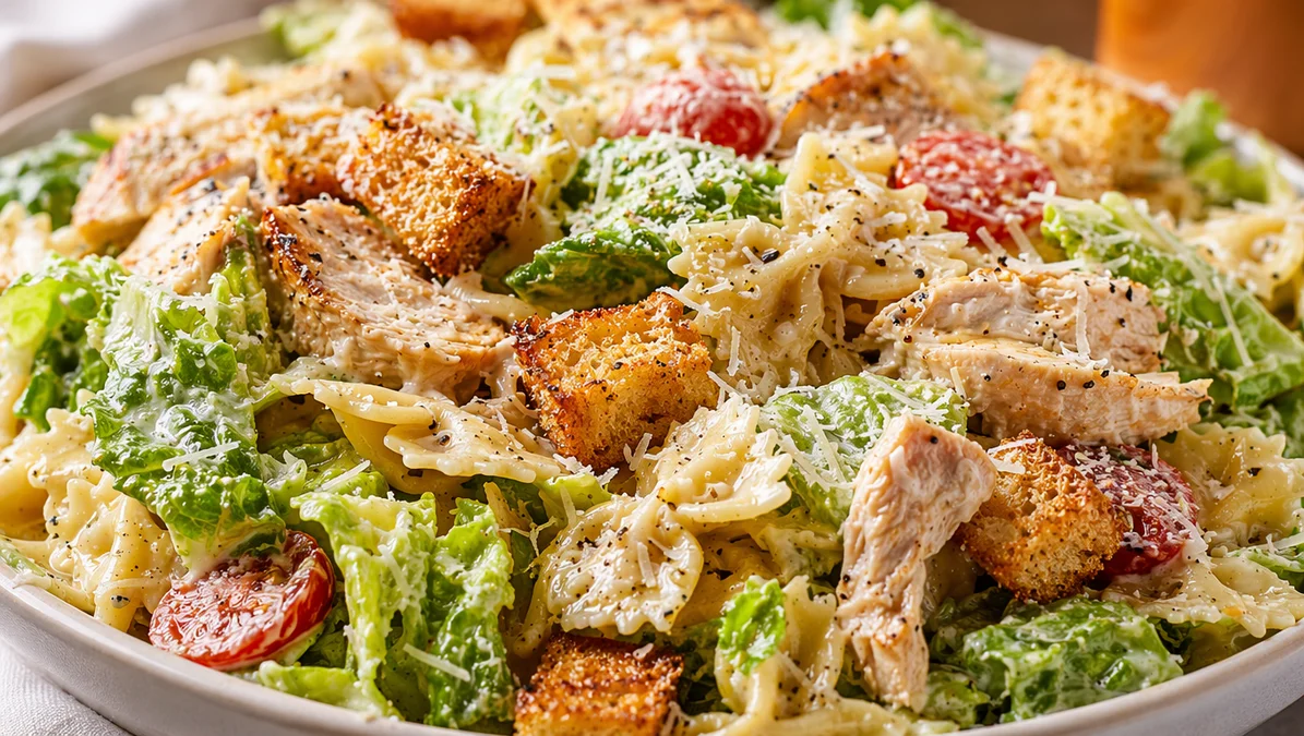 Easy Chicken Caesar Pasta Salad Recipe