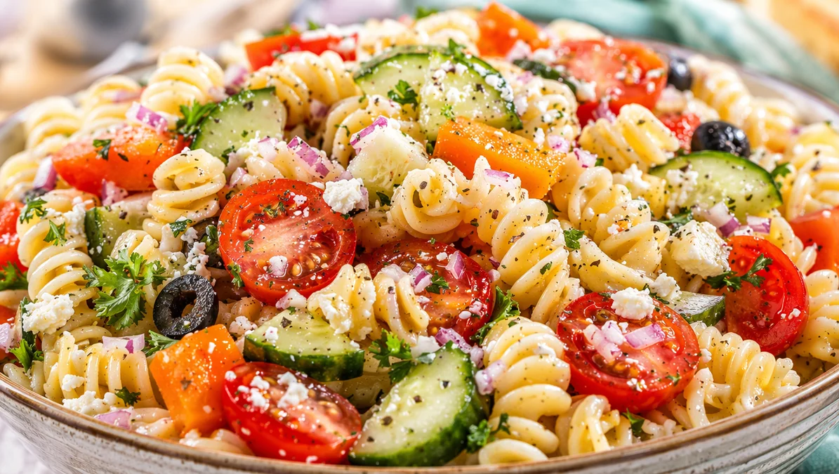 the easiest PASTA SALAD, make ahead