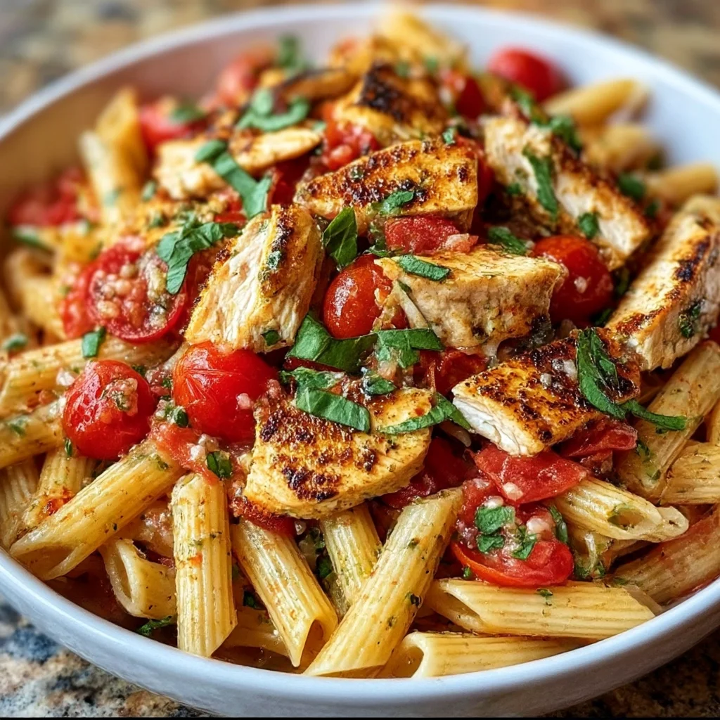 High-Protein Bruschetta Chicken Pasta Recipe