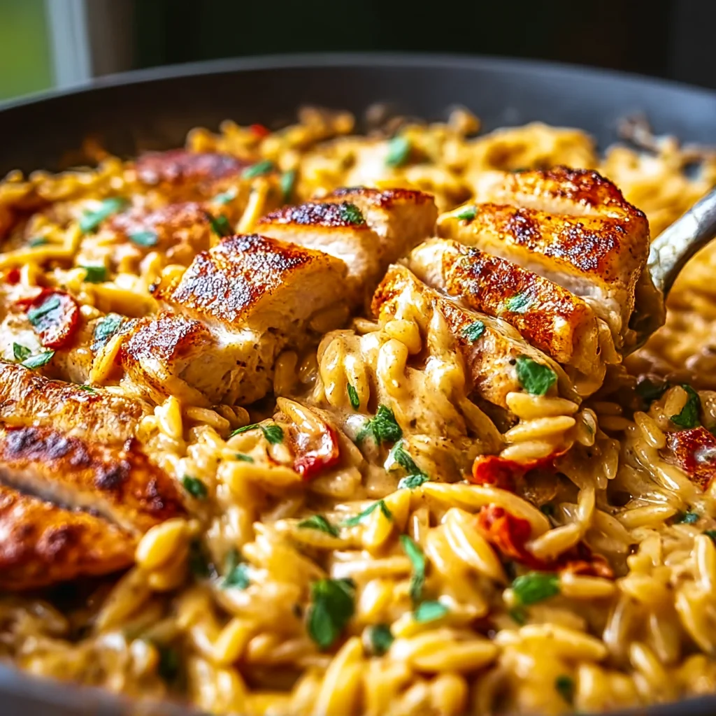 One Pot Cajun Chicken Alfredo Orzo: 7-Minute Magic