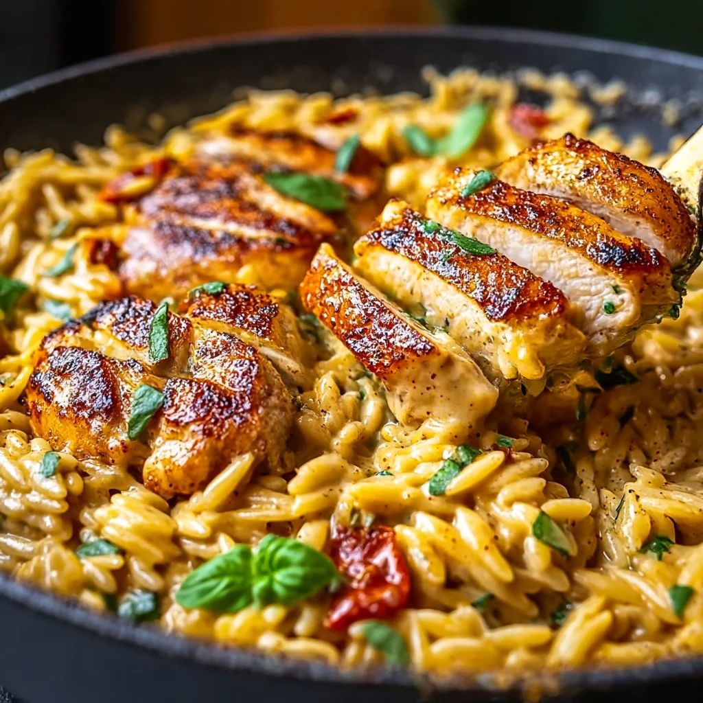 One Pot Cajun Chicken Alfredo Orzo Dinner