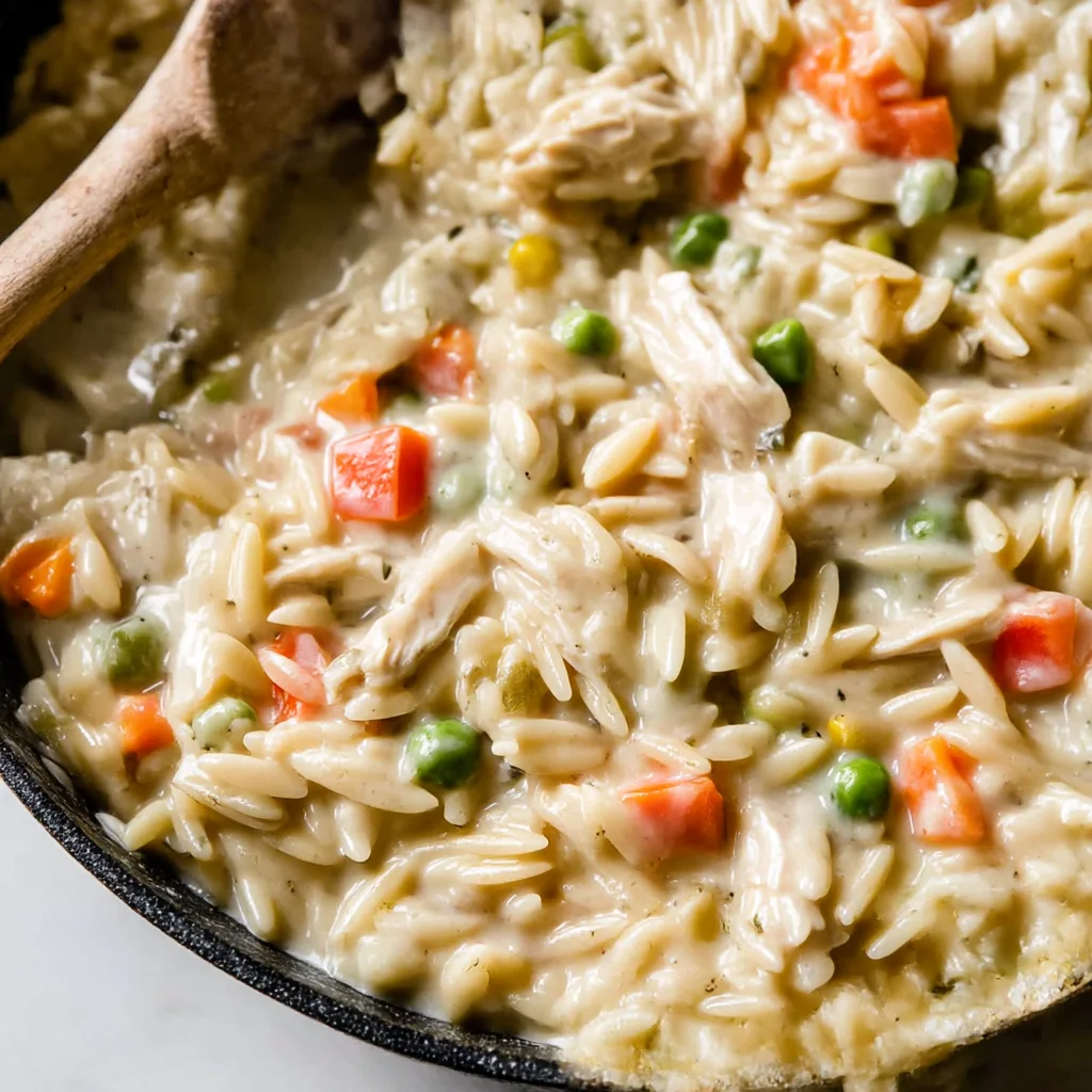 Creamy Chicken Pot Pie Orzo Weeknight Dinner