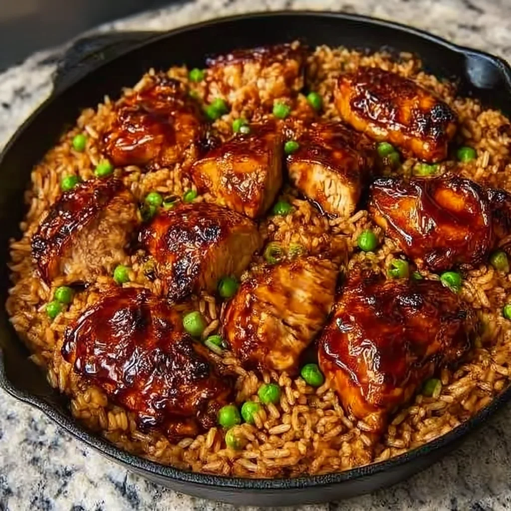 One-Pan Honey BBQ Chicken Rice Quick Dinner