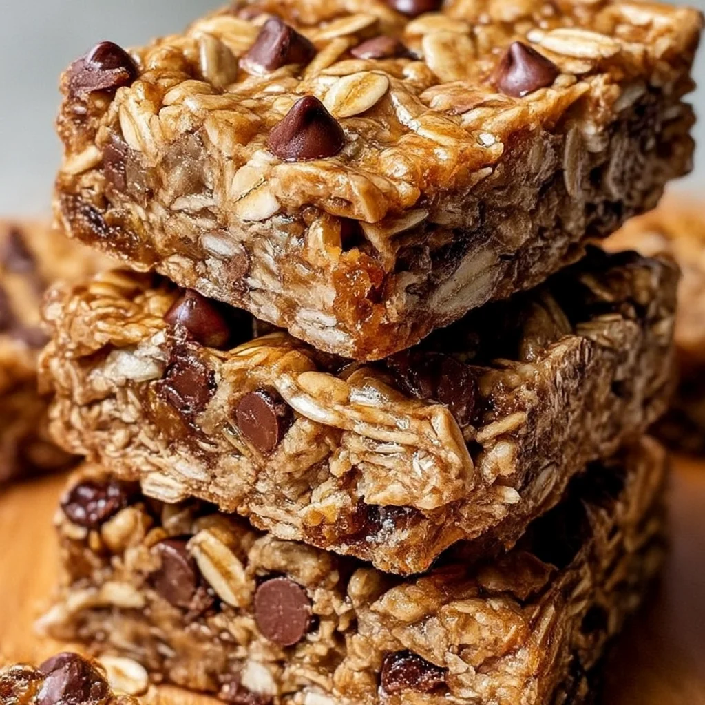 Homemade No Bake Granola Bars with Chocolate Chips and Honey