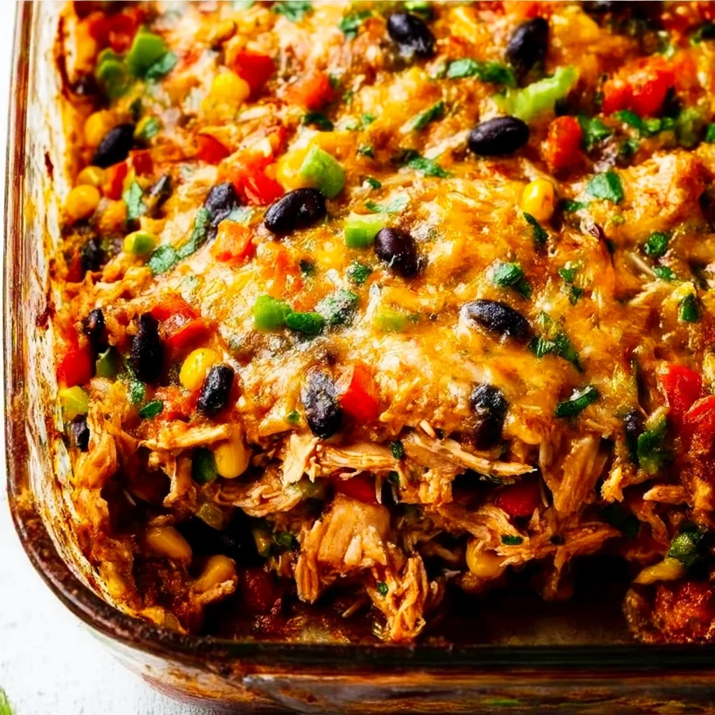 Protein-Packed Burrito Bake with Chicken, Rice, and Beans