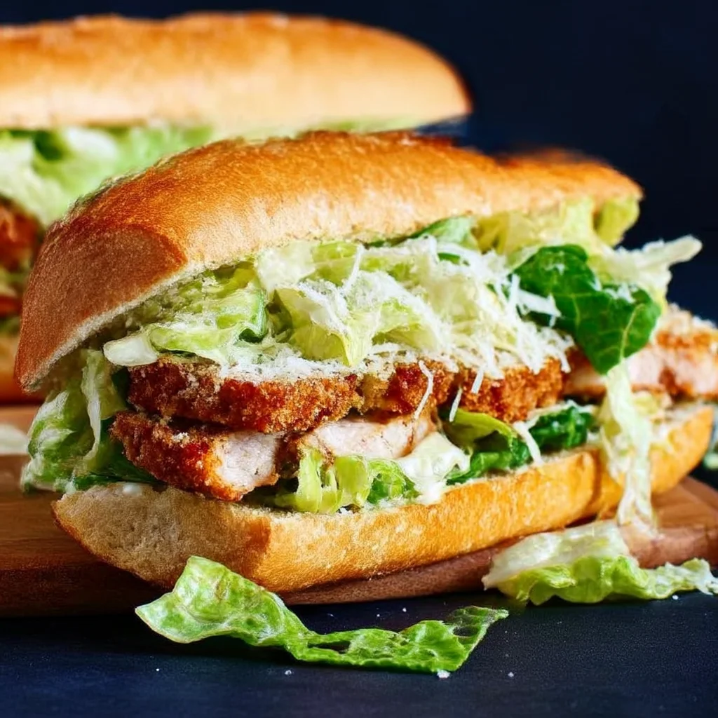 Garlic Butter Chicken Caesar Subs with Parmesan Toasted Rolls