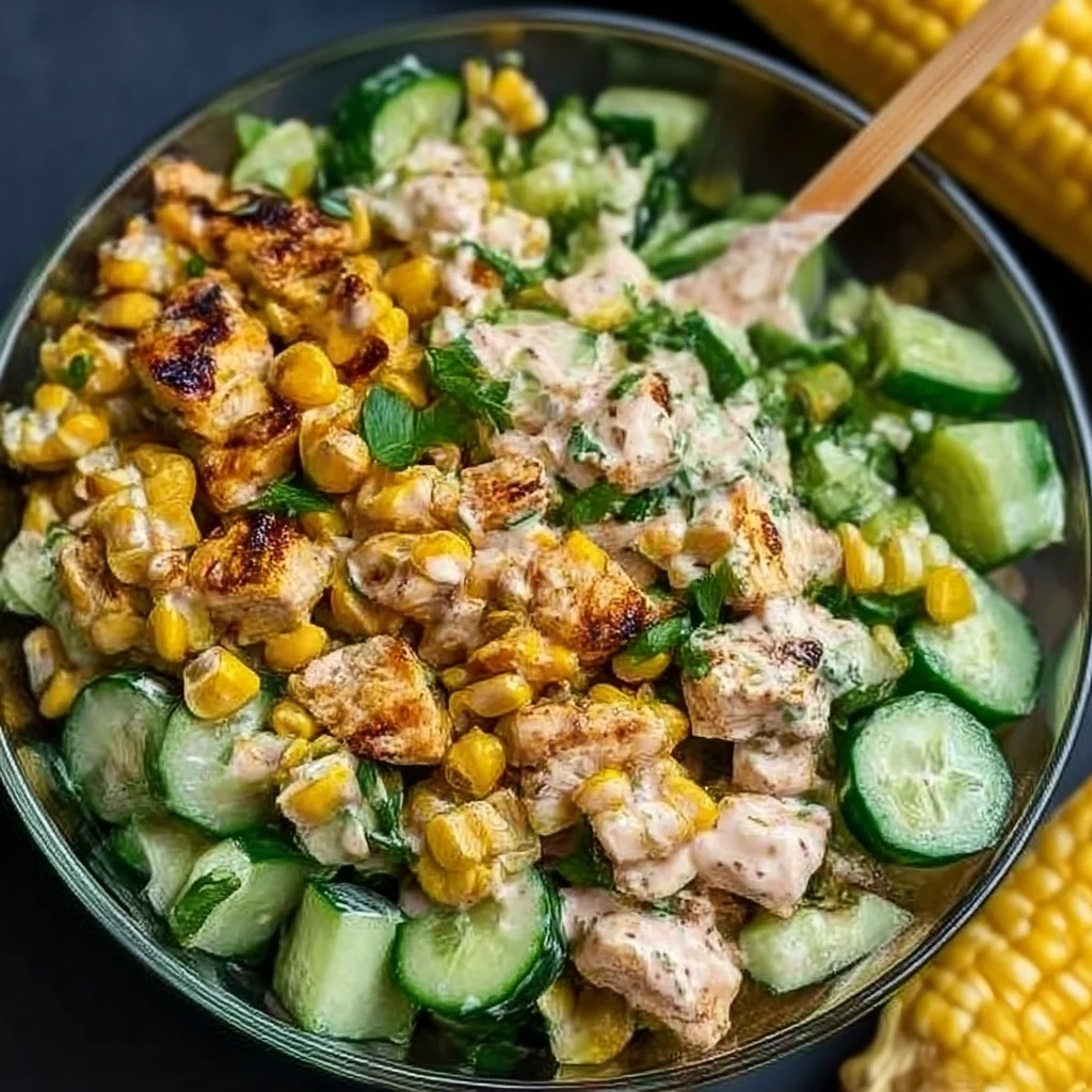 Creamy Street Corn Chicken Salad for Picnics