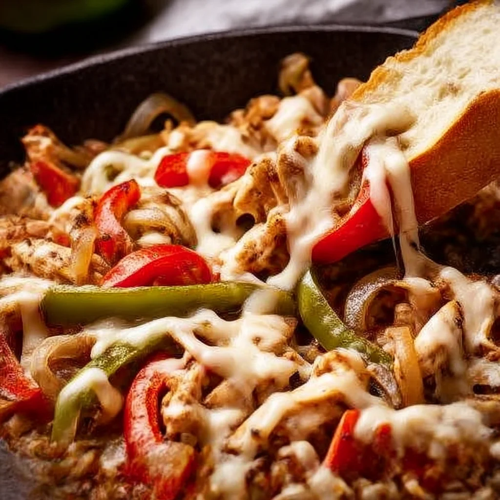 30-Minute Chicken Cheesesteak Skillet Dinner