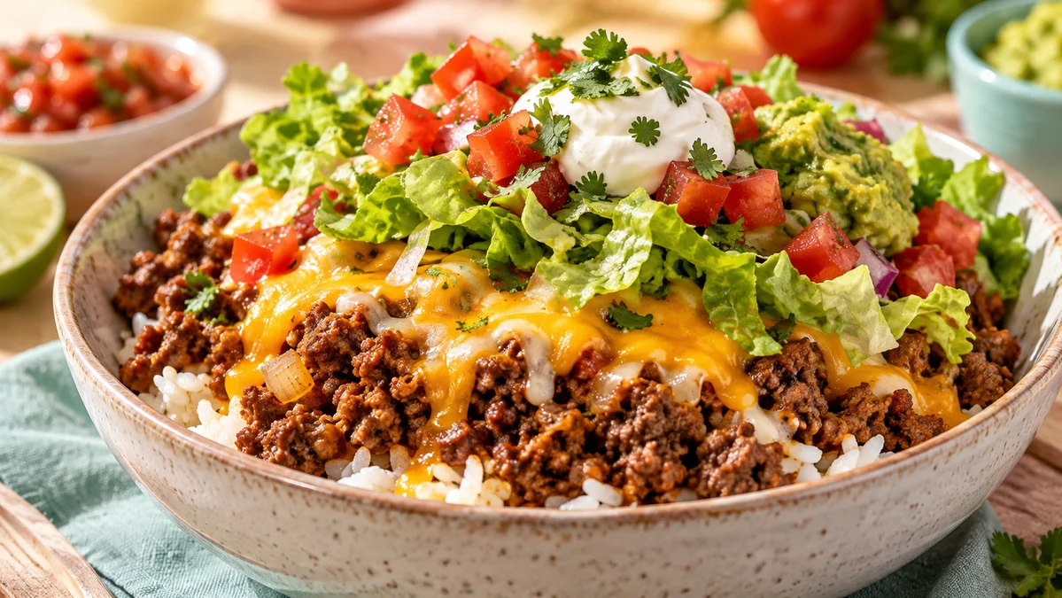 Taco Rice Bowl Quick Customizable Toppings