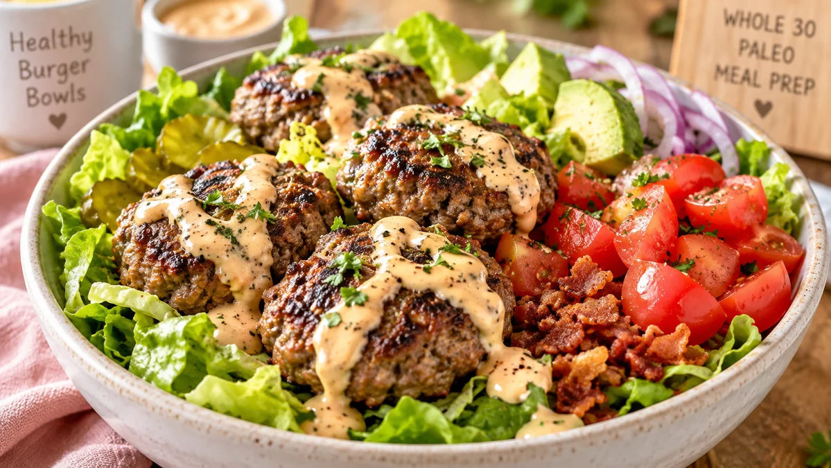 Healthy Burger Bowls Whole 30 Paleo Meal Prep