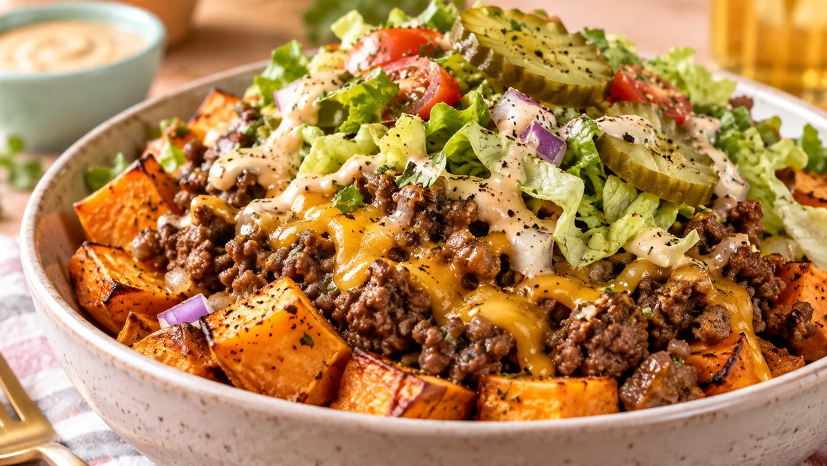 Sweet Potato Burger Bowl With Ground Beef High-Protein
