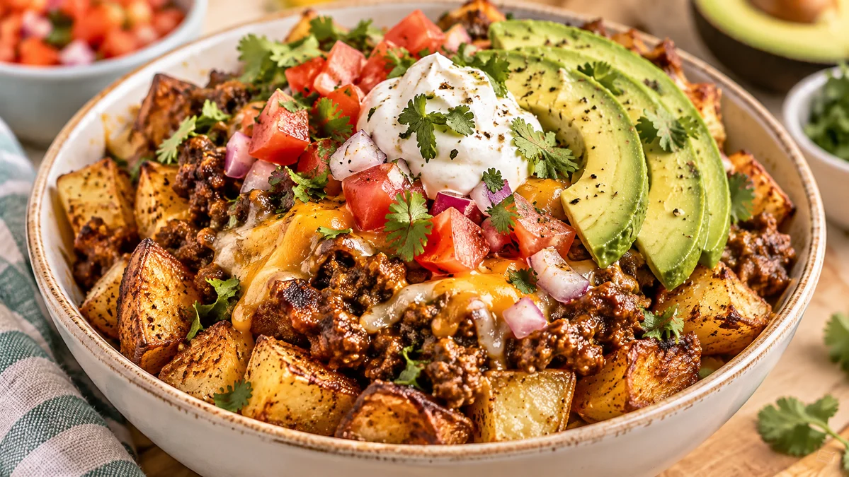 Loaded Potato Taco Bowl High Protein Dinner for Meal Prep