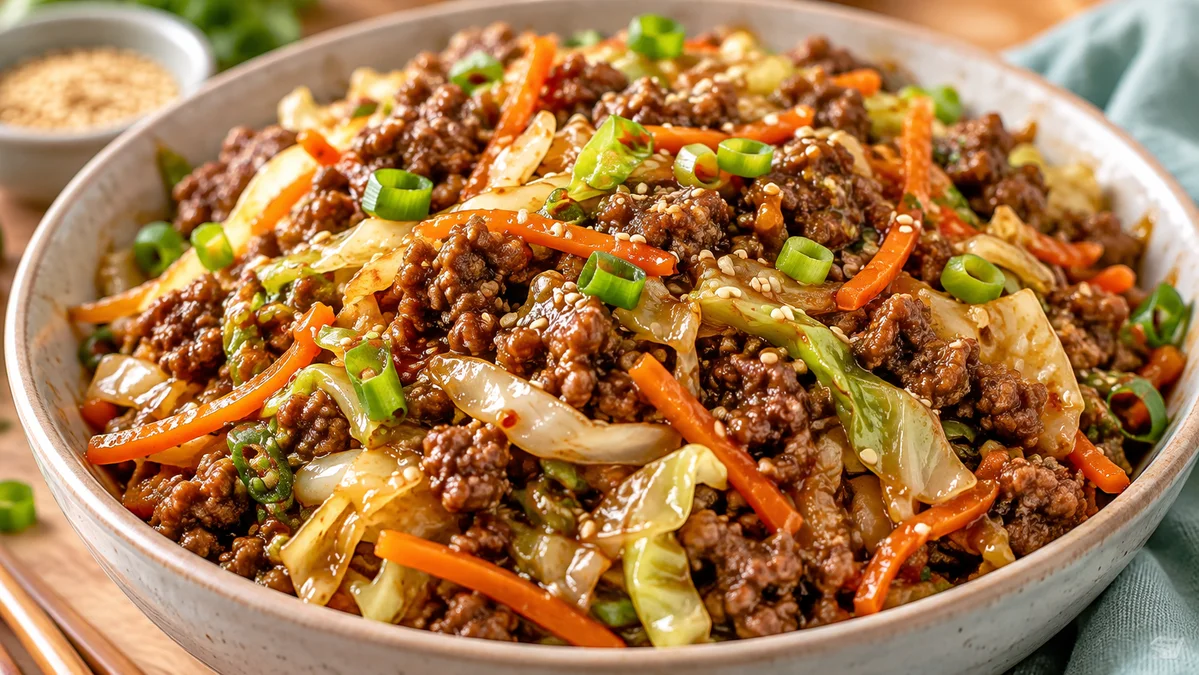 Beef Egg Roll in a Bowl: One Pot Asian Stir-Fry