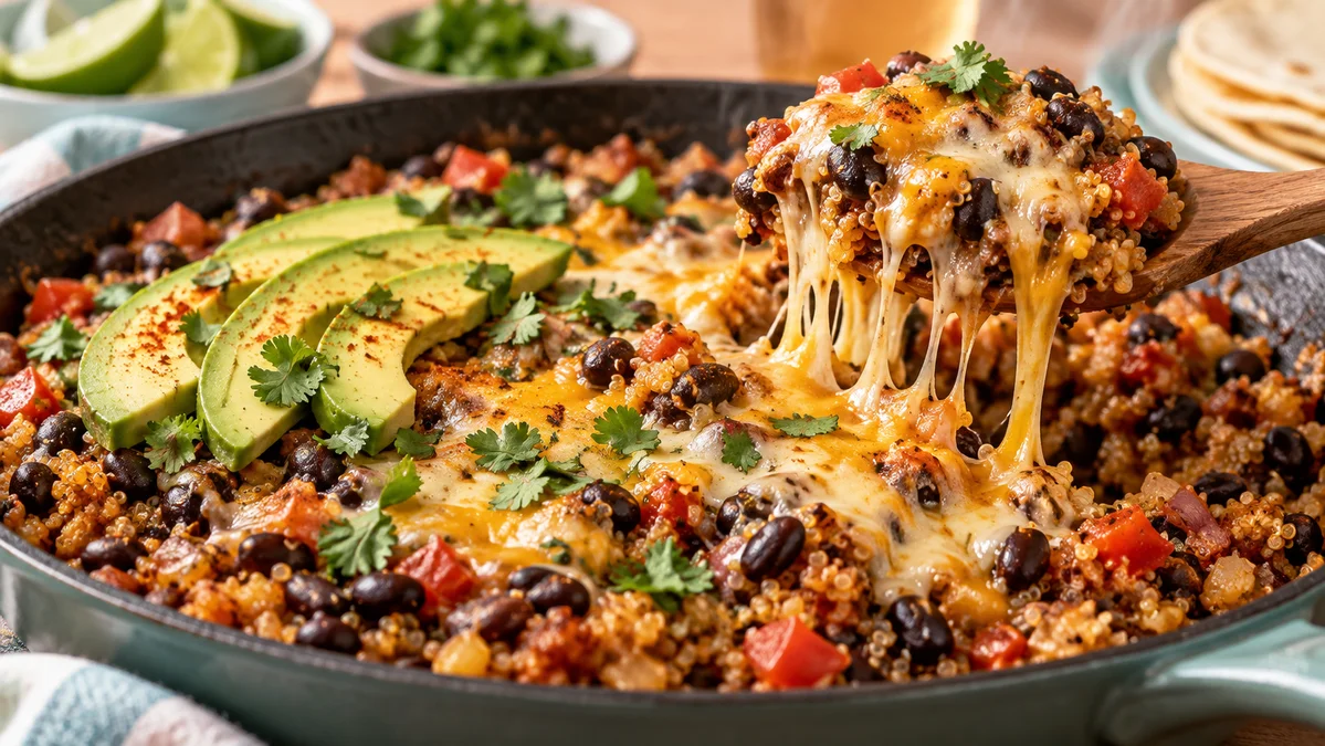 High Protein High Fiber Quinoa Black Bean Taco Skillet