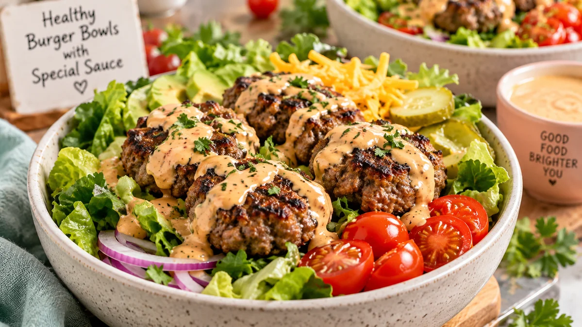 Healthy Burger Bowls With Special Sauce Meal Prep