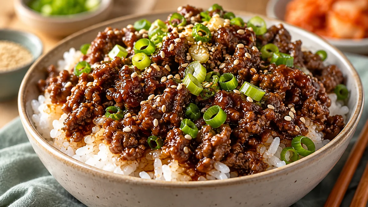 Korean Ground Beef Bowl in 15 Minutes with Sesame Rice