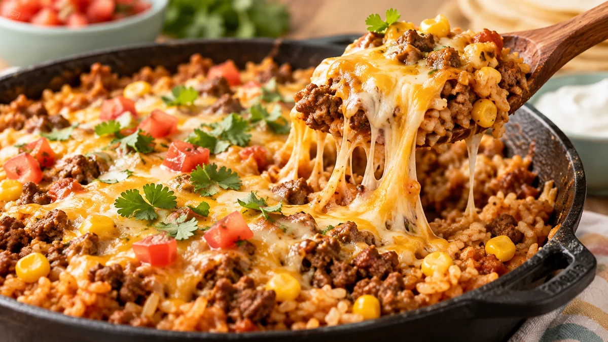 Cheesy Taco Rice Skillet: 30-Minute One-Pan Protein-Packed