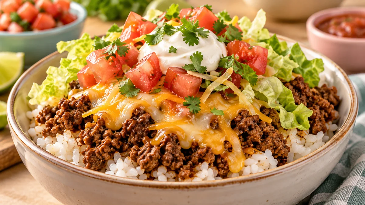 Taco Rice Bowl for Quick Healthy Busy Weeknights